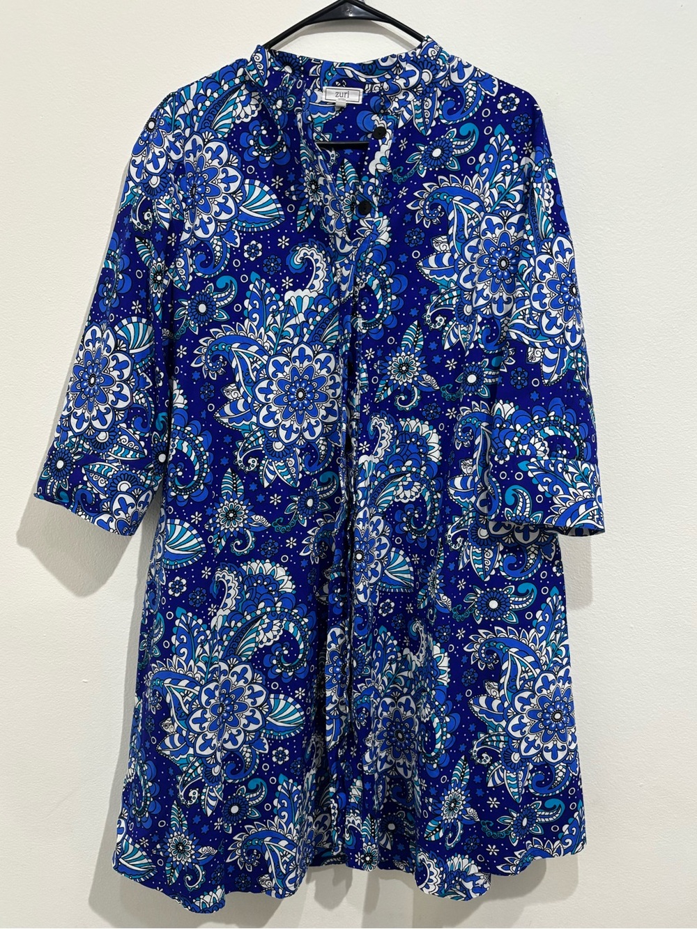 Zuri Blue Print Dress Size Medium